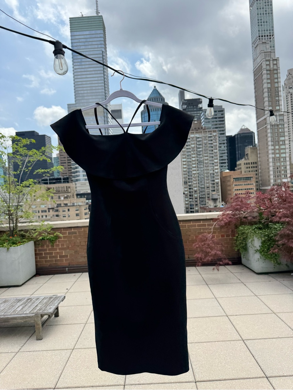 River Island Black One-Shoulder Ruffle Sheath Dress